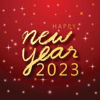 contento nuevo año 2023 dorado color en un rojo antecedentes. ilustrador vector. vector