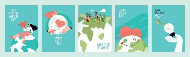 Earth day poster set. Vector illustrations for graphic and web design, business presentation, marketing and print material.