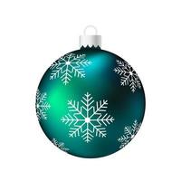 Dark green Christmas tree toy or ball Volumetric and realistic color illustration vector