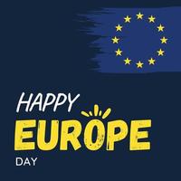 A blue and yellow flag with the word europe on it. vector