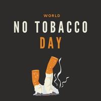 Poster for world no tobacco day with cigarette and smoke coming out of it. vector