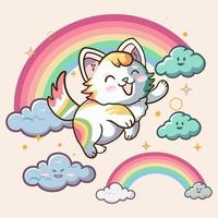 kawaii linda gatitos gato vector diseño gato dibujos animados pegatina para saludo elemento diseño