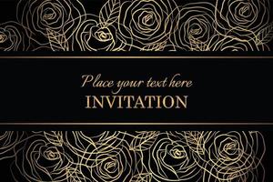 Gold gradient vintage luxury vector invitation card template