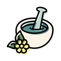 herbal skin treatment bowl spa and salon icon vector illustration