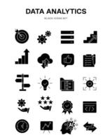 data analytic business infographic illustration black icon set vector