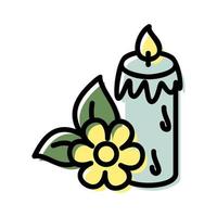flower and candle spa and salon icon vector illustration