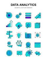 data analytic business infographic illustration outline fill color icon set vector