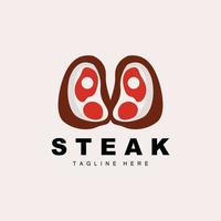 Beef Logo, Meat Steak Vector, Grill Cuisine Design, Steak Restaurant Brand Template Icon vector