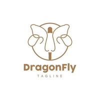 Dragonfly Logo, Flying Animal Design, Vector Simple Line Style, Icon Symbol Illustration