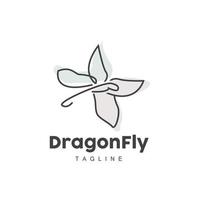 Dragonfly Logo, Flying Animal Design, Vector Simple Line Style, Icon Symbol Illustration