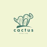 Cactus Logo, Simple Line Cactus Design, Green Plant Vector, Icon, Symbol, Illustration vector