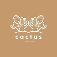 cactus logo, sencillo línea cactus diseño, verde planta vector, icono, símbolo, ilustración vector