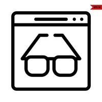 glasses in monitor line icon vector