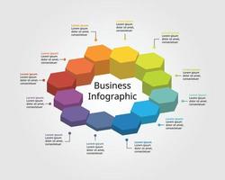 Hexagon step template for infographic for presentation for 12 element vector