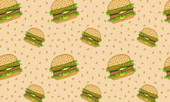 Pattern burger flat vector illustration