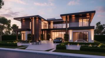 3d modern luxury real estate house for sale and rent concept photo