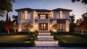 3d modern luxury real estate house for sale and rent concept photo