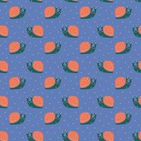 Seamless pattern with a cute snail character. Cartoon flat vector illustration.