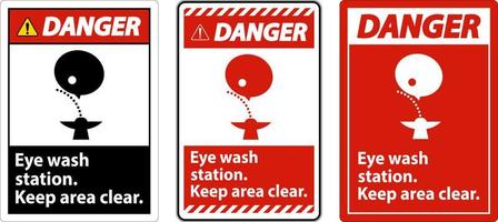 Danger Eye Wash Station Keep Area Clear Sign vector