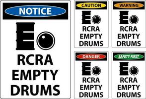Notice Sign RCRA Empty Drums On White Background vector