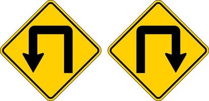 Warning Sign, Double Right, Double Left,Turn Symbol On White Background vector