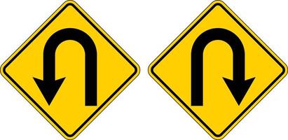 Traffic Sign U Turn On White Background vector