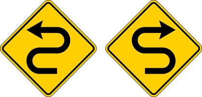 Warning Sign Double Curve Symbol On White Background vector