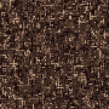 sin costura marrón camuflaje modelo con con píxel retro efecto. pequeño mezclado partículas denso resumen antecedentes. Ejército o caza enmascaramiento textura para vestir, tela, textil, deporte bienes. vector