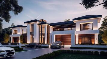 3d modern luxury real estate house for sale and rent , luxury property concept, photo