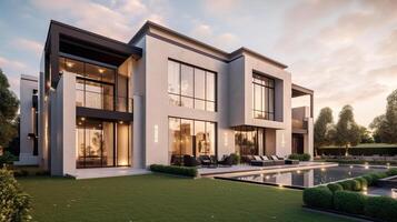 3d modern luxury real estate house for sale and rent , luxury property concept, photo