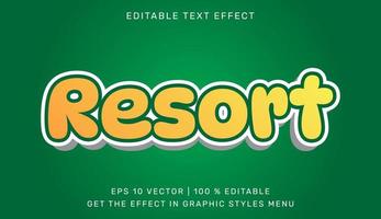 Resort 3d editable text effect vector