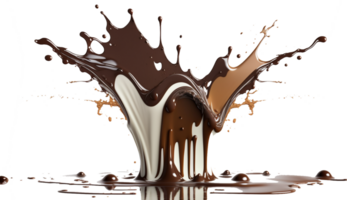 chocolate melted splash element on transparent background , png