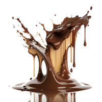 chocolate derretido respingo elemento em transparente fundo , generativo ai png