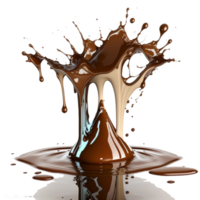 Chocolat fondu éclaboussure élément sur transparent Contexte ,génératif ai png