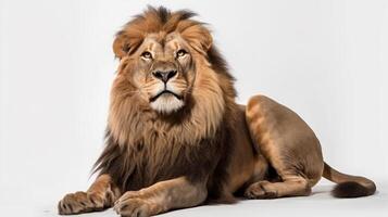 a lion isolated on white background photo