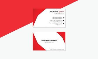 Clean vector business card template , modern simple design with white and red colors.