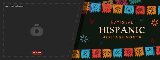 Hispanic heritage month. Abstract flag ornament banner design, colorful style with text, geometry vector