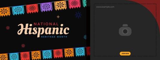 Hispanic heritage month. Abstract flag ornament banner design, colorful style with text, geometry vector