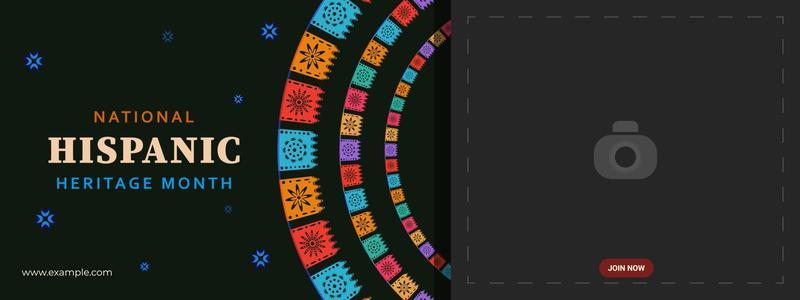 Hispanic heritage month. Abstract flag ornament banner design, colorful style with text, geometry