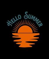 Hello summer logo vector tshirt design