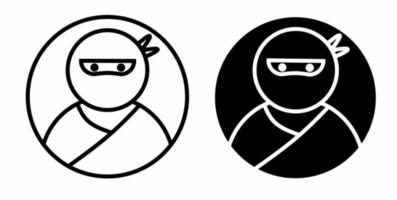 outline silhouette ninja icon set isolated on white background vector