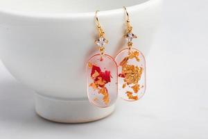 Handmade resin earrings, jewelry for women. photo