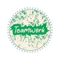 Teamwork motivational and inspirational lettering circle colorful style text typography with grunge effect t shirt design on white background vector