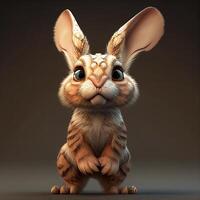 muy linda mirando conejito con grande orejas. generativo ai. foto