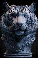 close up of a statue of a tiger. . photo