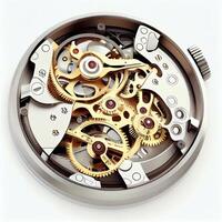 close up of the inside of a watch. . photo