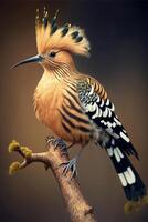 colorful bird sitting on top of a tree branch. . photo