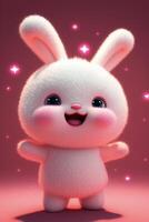 close up of a cartoon bunny on a pink background. . photo