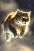 cat that is flying through the air. . photo