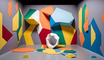 abstract geometric shape photo studio room .